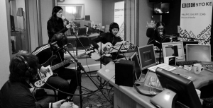 The band in a radio studio